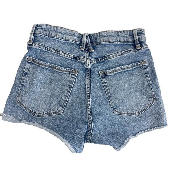 GOOD AMERICAN Good 90's Yoke Contrast Short in Indigo 095 2/26 Denim Jeans - Picture 6 of 16